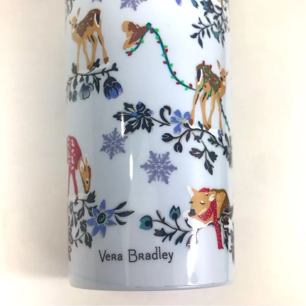 Vera Bradley Winter Wonderland Woodland Animal Flip Top To Go Travel Tumbler